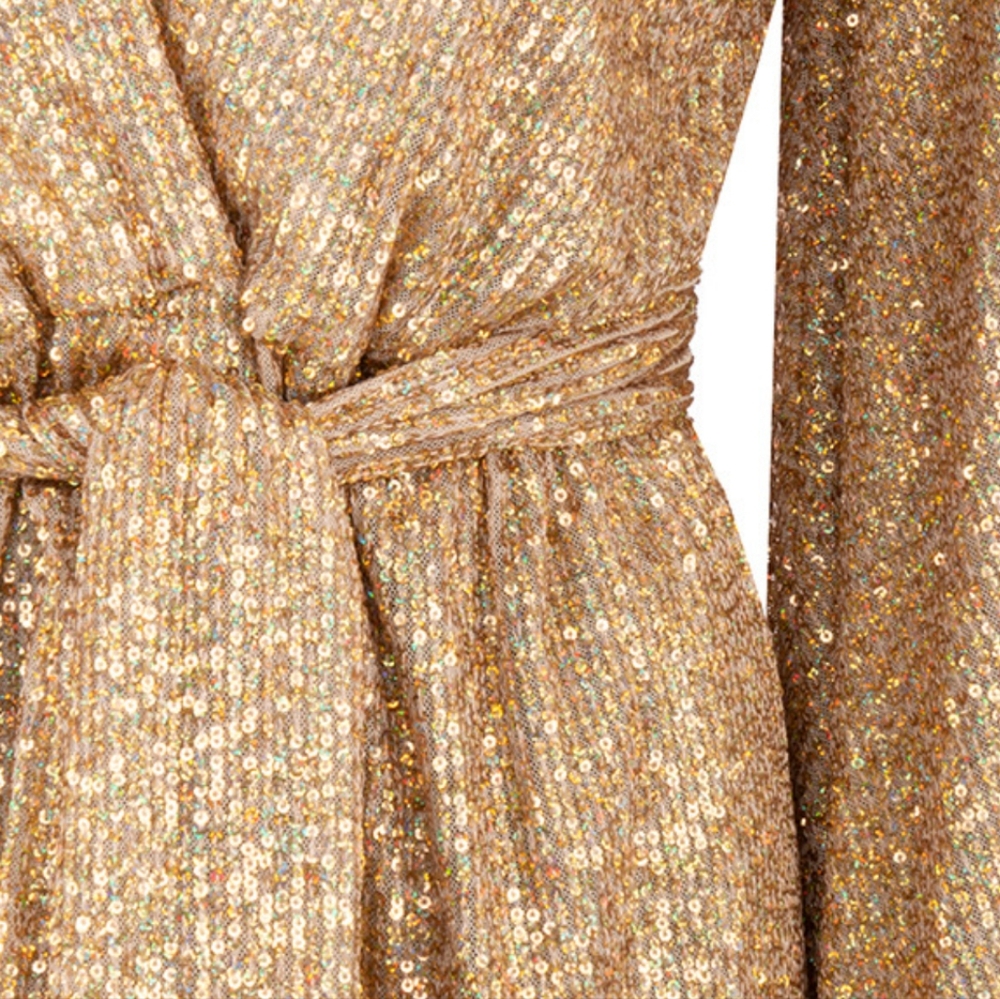 Gold sequin long sleeve dress, size S, Emerald Sunday - Picture 2 of 3